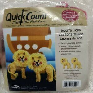 *3 FOR $9* NEW Set of 2 Quick Count Plastic Canvas 7-mesh Noah's Ark Lions Kit